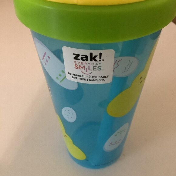 Zak! Peeps Tumbler Blue Plastic Cup Yellow Lid Blue Straw Bunny Easter Egg. New - Picture 3 of 4